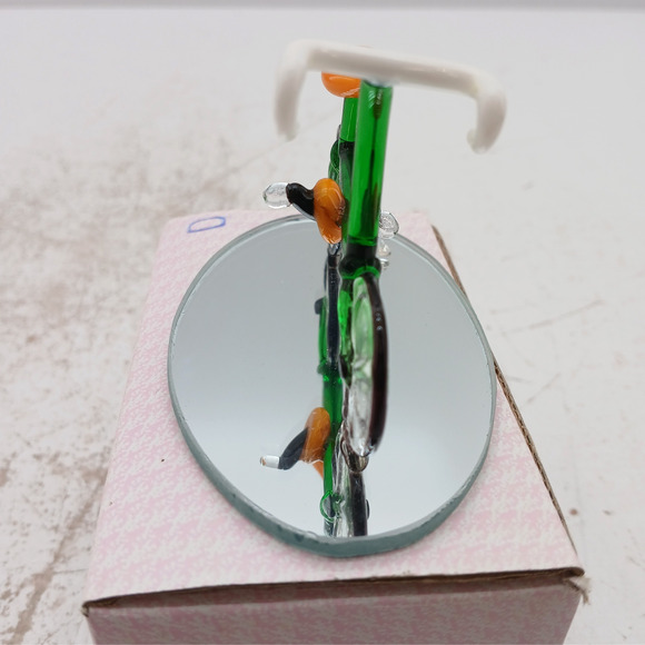 WAMANA Hand Blown Glass Bicycle Ornament/Figurine w/ Box & Mirror Base - Picture 2 of 7